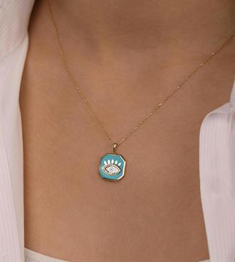 Mavi Mineli Göz Kolye