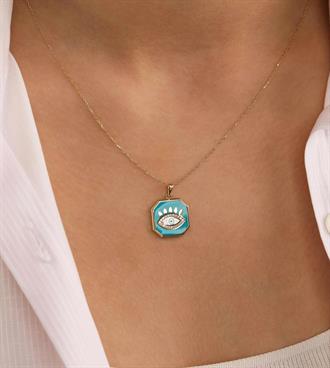 Mavi Mineli Göz Kolye