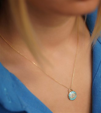 Mavi Mineli Göz Kolye