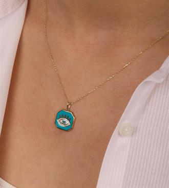 Mavi Mineli Göz Kolye