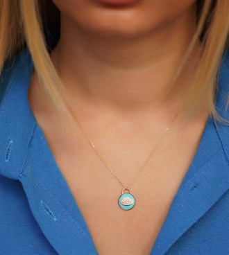 Mavi Mineli Göz Kolye