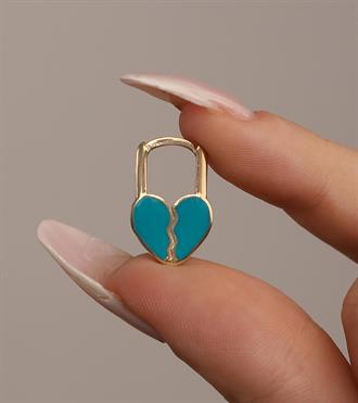 Mavi Mineli Kalp Küpe