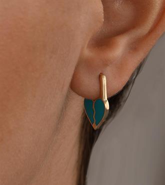 Mavi Mineli Kalp Küpe