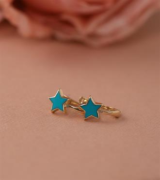 Mavi Mineli Yıldız Çocuk Küpe