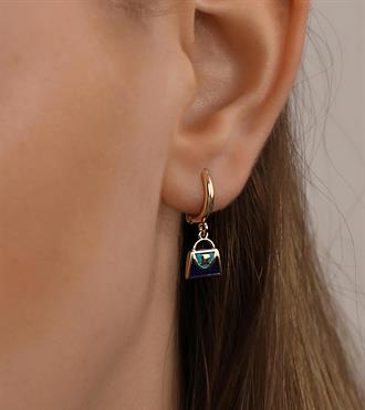 Mineli Çanta Sallantılı Küpe