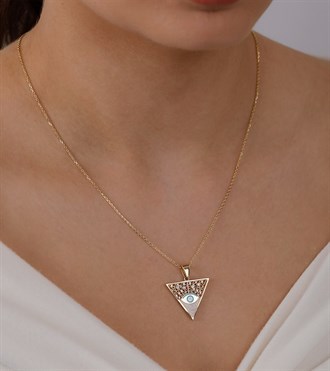 Mineli Göz Üçgen Kolye Ucu