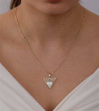 Mineli Göz Üçgen Kolye Ucu