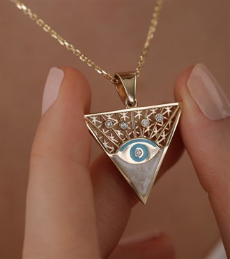 Mineli Göz Üçgen Kolye Ucu