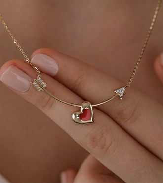 Mineli Kalp Ok Kolye