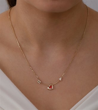 Mineli Kalp Ok Kolye