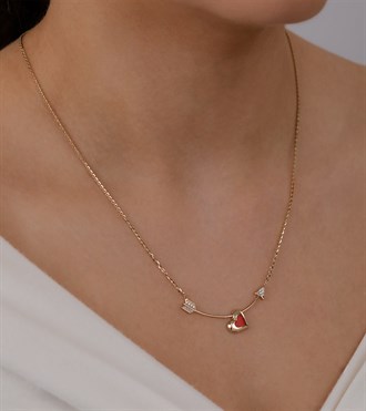 Mineli Kalp Ok Kolye