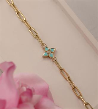 Mineli Yonca Dokulu Ataç Bileklik