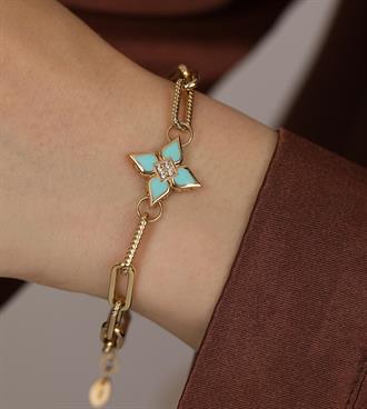 Mineli Yonca Dokulu Ataç Bileklik