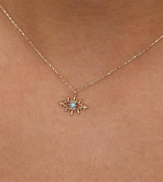 Mini Firuzeli Kirpik Kolye