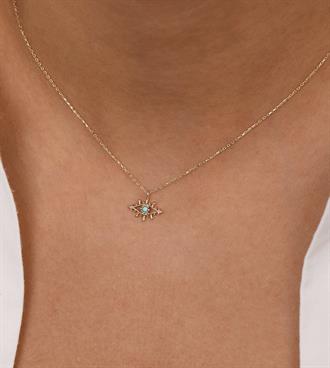 Mini Firuzeli Kirpik Kolye