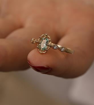 Mint Taşlı Vintage Yüzük