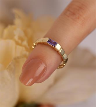 Mor Bagetli Pul Yüzük