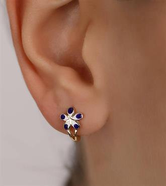 Mor Benekli Çiçek Çocuk Küpe