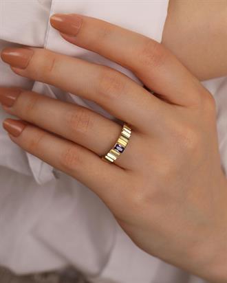 Mor Taşlı Keops Yüzük