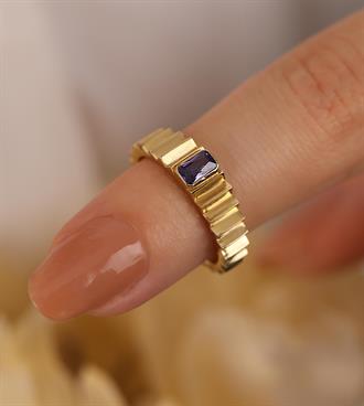 Mor Taşlı Keops Yüzük