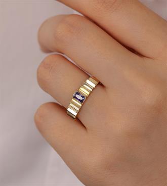 Mor Taşlı Keops Yüzük