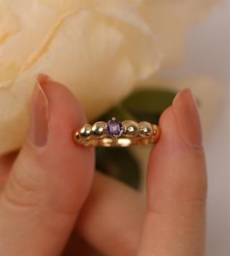 Mor Taşlı Top Yüzük