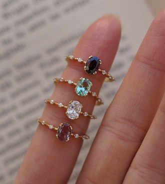 Mor Taşlı Prenses Yüzük