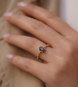 Mürdüm Taşlı Prenses Yüzük