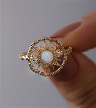 Opal Güneş Altın Yüzük