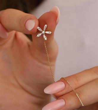 Papatya Zincirli Küpe