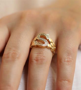 Petek Desen Harf Yüzük