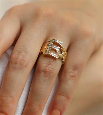 Petek Desen Harf Yüzük