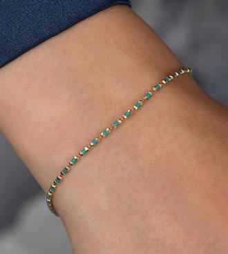 Renkli Mineli Silindir Bileklik