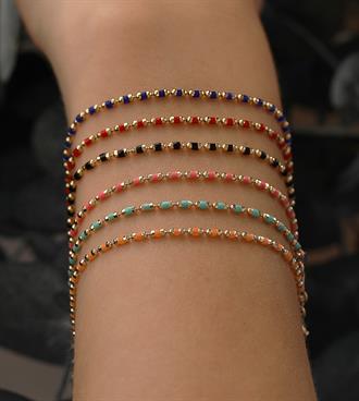 Renkli Mineli Silindir Bileklik