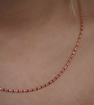 Renkli Mineli Silindir Kolye