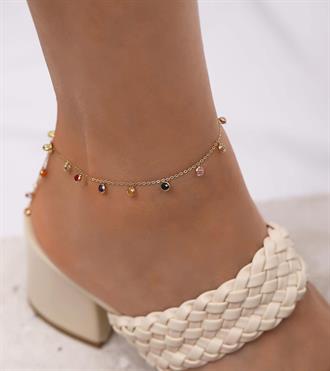 Renkli Taşlı Sallantılı Halhal