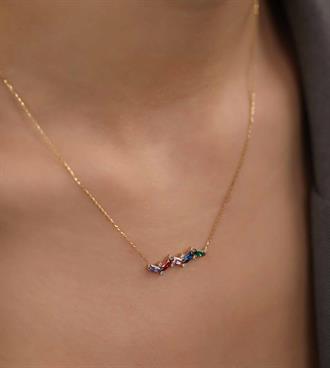 Renkli Taşlı Zikzak Kolye