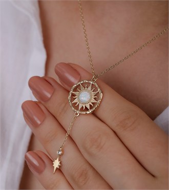 Sarkıtlı Opal Güneş Kolye
