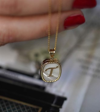 Sedefli Harf Kolye Ucu