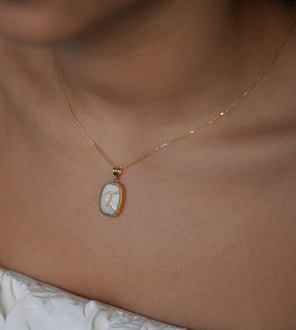 Sedefli Harf Kolye Ucu