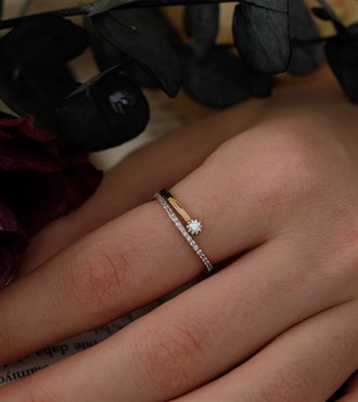 Şeritli Tektaş Yüzük