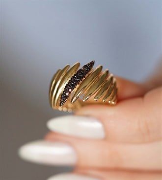 Siyah Taşlı Virgo Yüzük