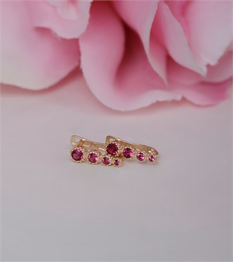 Süzme Pembe Taşlı Çocuk Küpe
