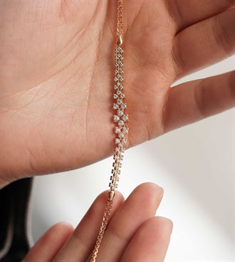 Süzme Taşlı Bileklik-Rose