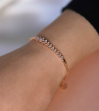 Süzme Taşlı Bileklik-Rose