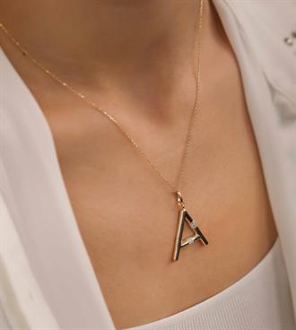 Taşlı Bambu Harf Kolye