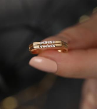 Taşlı Çİft Çizgi Yüzük