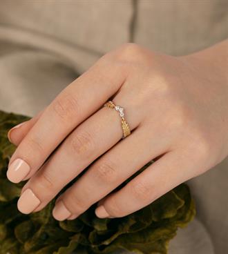 Taşlı Çift Yaprak Yüzük