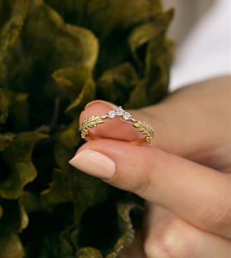 Taşlı Çift Yaprak Yüzük