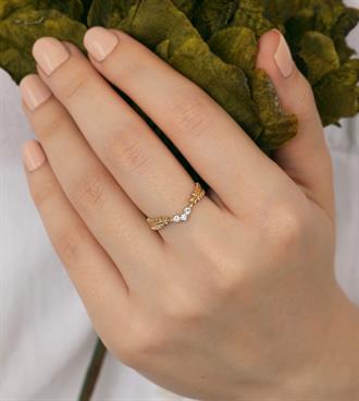 Taşlı Çift Yaprak Yüzük